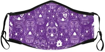 

Sugar Skull Dia De Los Muertos Face Mask Washable Anti Dust Mask with 4PCS 5Layers Filters for Bicycle, Cycling,Sports