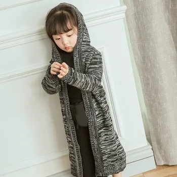 

2020 Autumn and Winter Fashion Girls Cardigan Long Style Hooded Baby Girls Cardigan Fashion Casual Kids Sweater for Girls, #8250