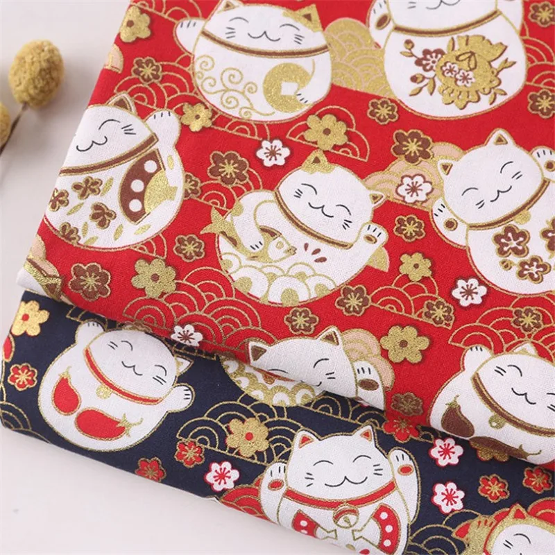 Fashion Japanese Style Soft Feeling Cotton Stamping Fabric Cotton Fabric for Kimono Decoration Table Cloth