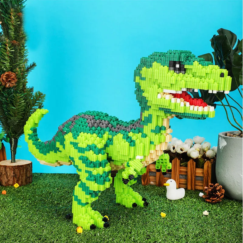 

8680 No Lepining Mini Blocks Green Dinosaur Building Toy Tyrannosaurus Model Jurassic Park Figure Toys For Children Gifts