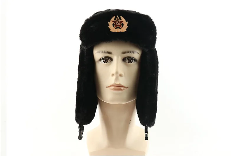 WZCX, советские военные значки, пилот, охотник, шапка, значок, искусственный кроличий мех, уличная ушанка, ушанка, мужские снежные шапки