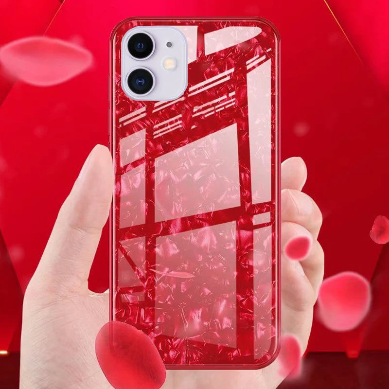  Marmor Gehärtetem Glas fall auf die für Apple iphone 11 iphone 11 A2221 A2111 A2223 Weiche TPU Rand