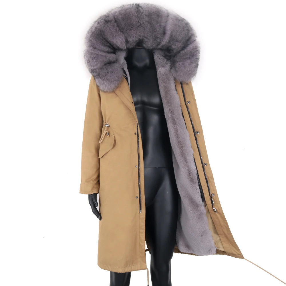 Men's Large Long Trench Coat Artificial Fox Fur Warm Coat