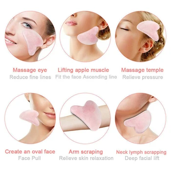 

Natural Rose Quartz Stone GuaSha Massage Face Tool Gua Sha Board Body Massager Pink Jade Stone Health Care