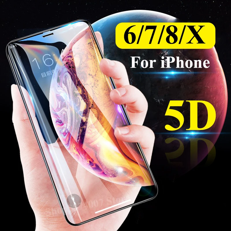 5D Защитное стекло для IPhone 6 S 7 8 Plus X XR XS Max мобильный телефон Защитная пленка экрана