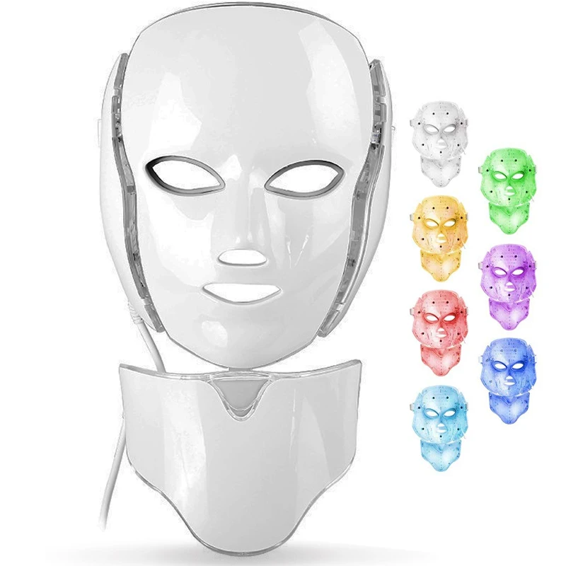 7 цветов светодиодный маска для лица и шеи с кожей омоложение против старения