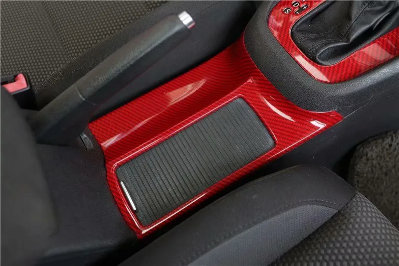 1pc Car stickers ABS carbon fiber grain Central control glass cup panel decoration cover for 2009-2