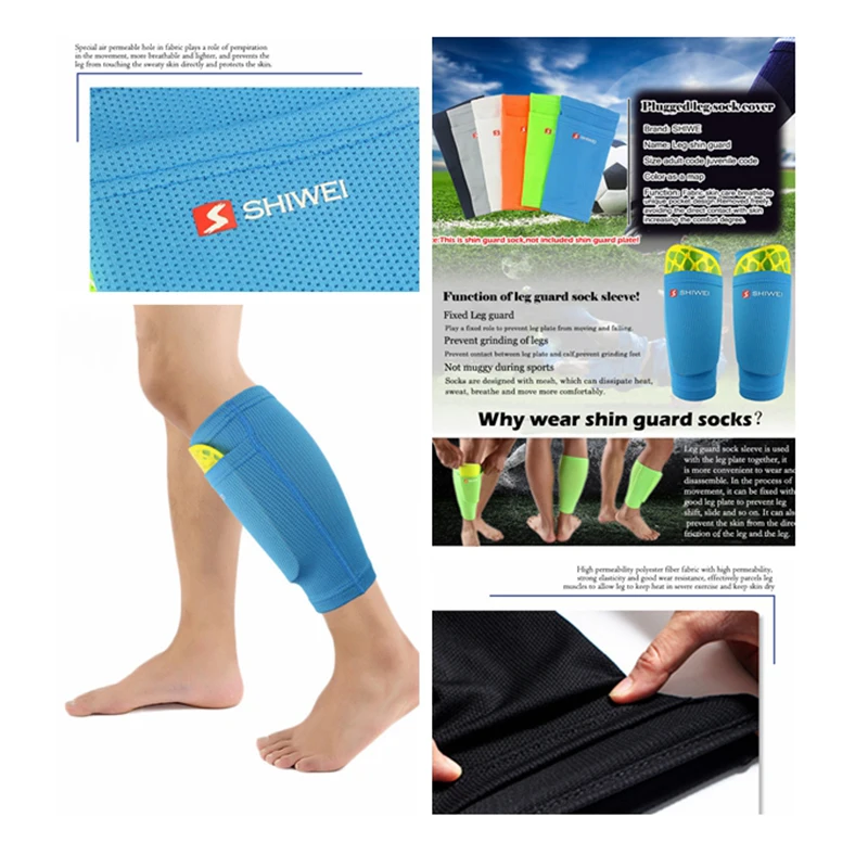 Football Leg Plate Socks With Pocket Suit Sleeves Support Adult Ventilation Training Basketball Guards Protective Pads 1 Pair