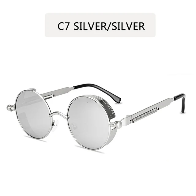 2022 Metal Steampunk Sunglasses Men Women Fashion Round Glasses Brand Design Vintage Sun Glasses High Quality Oculos de sol C7
