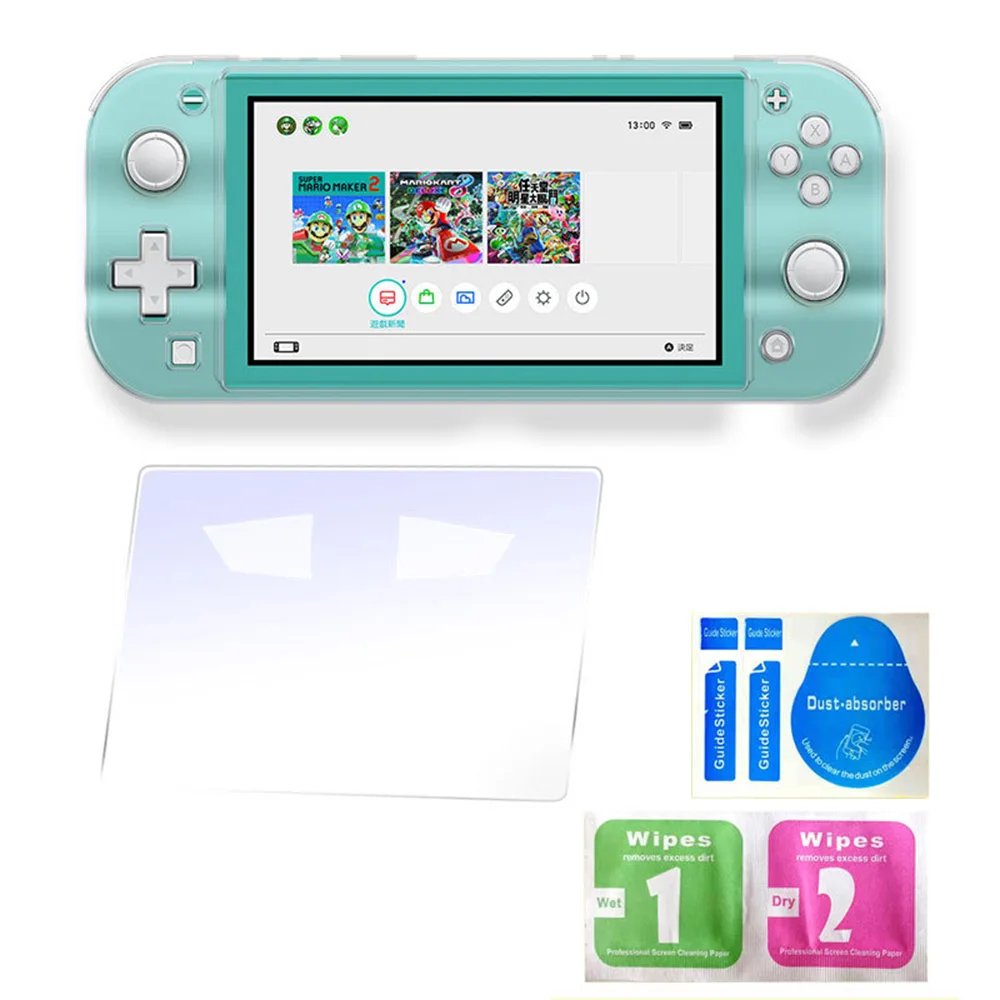 

Crystal Transparent Case Protecive Cover With Screen Tempered Glass Film For Nintendo Switch Lite