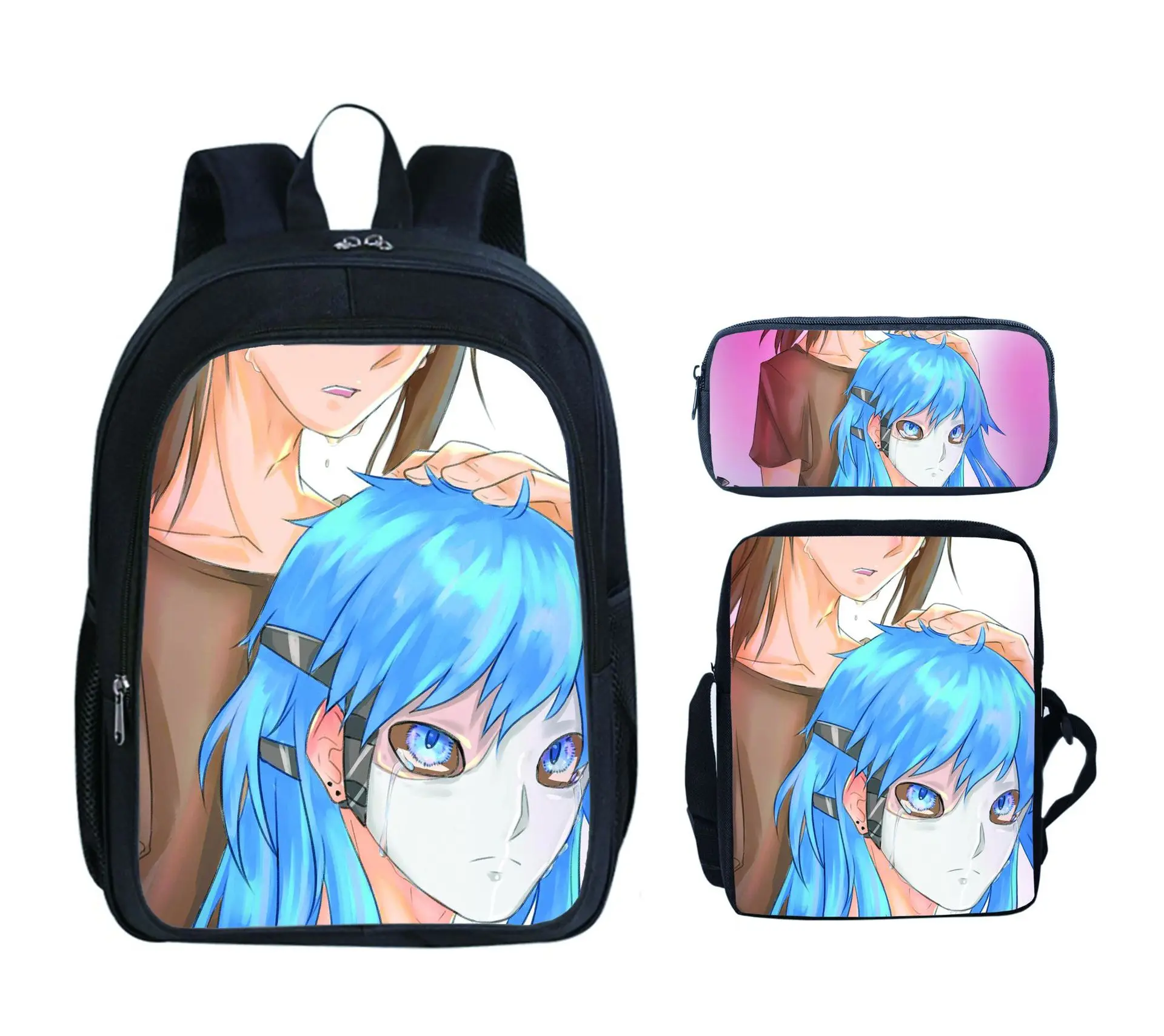 

Primary School STUDENT'S School Bag a Double Layer Backpack Travel Casual Backpack Shoulder Bag Pencil Case Three Pieces Combina