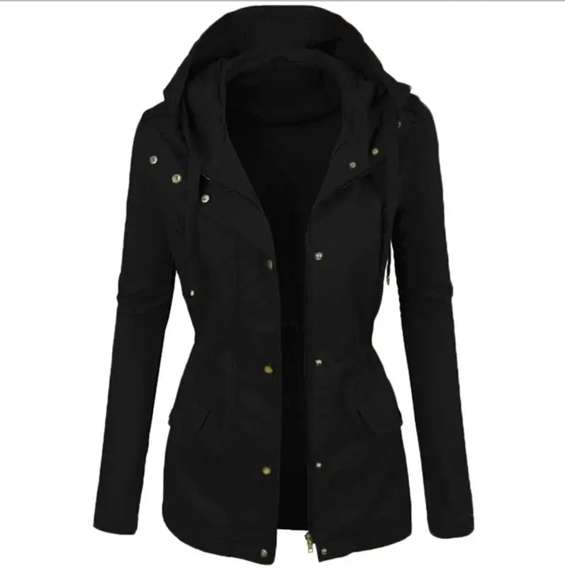 Black Модные женские зимние модные однотонные короткие мотоциклетные кожаные блузки с отворотом, пальто с капюшоном, повседневные женские куртки, топы - Цвет: Black