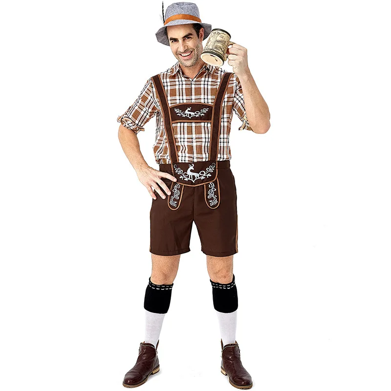 Мужской костюм Октоберфест с подтяжками, шляпа, костюмы для мужчин, вечерние костюмы для косплея официанта, фермера, игровые Костюмы размер M-2XL