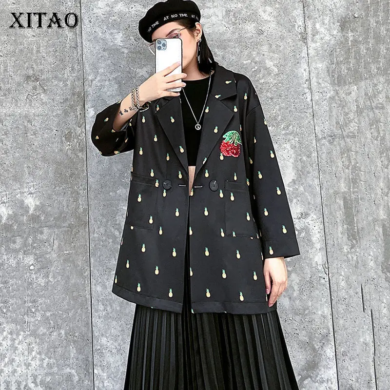 

XITAO Vintage Pattern Blazer Fashion New Women Single Breast Pocket Patchwork Minority Casual Loose 2020 Spring Coat DMY3149