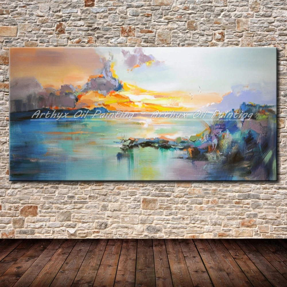 

Arthyx Hand Painted Abstract Landscape Oil Painting On Canvas,Modern Pop Art Posters Wall Art,Picture For Living Room,Home Decor