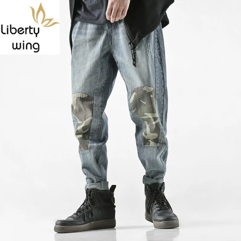 

Jean Homme New Fahsion Spring Summer Full Length Male Pants Motor Men's Jeans Hip Hop Loose Fit Harem Denim Trouser Man
