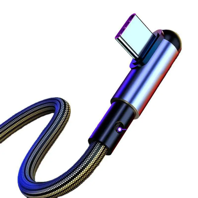 1 шт. микро USB кабель 90 градусов локоть Нейлон Плетеный 2 м Быстрая зарядка