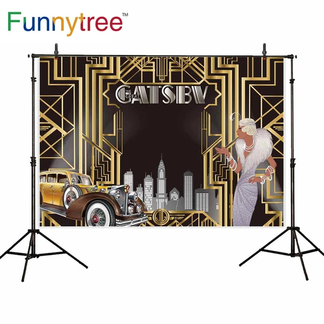 Funnytree Sweet 16 18th Birthday Background Photo Great Gatsby Decorations  Custom Black Backdrop Photography Photocall Party - AliExpress