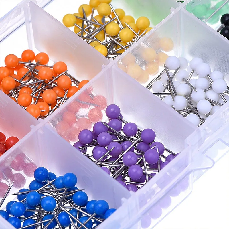 

500 pcs color plastic pins 10 color map pin Multicolor crafts pins needle sewing pins tools