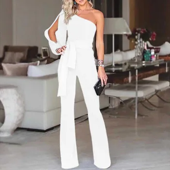 

Sexy One Shoulder Jumpsuits Women Summer High Waist Slim Long Pants 7 Colors 2020 Fashion Lady Rompers Playsuits Jumpsuits