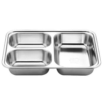 

Stainless Steel Divided Dinner Tray Lunch Container Food Plate for School Canteen 3/5/4 Section