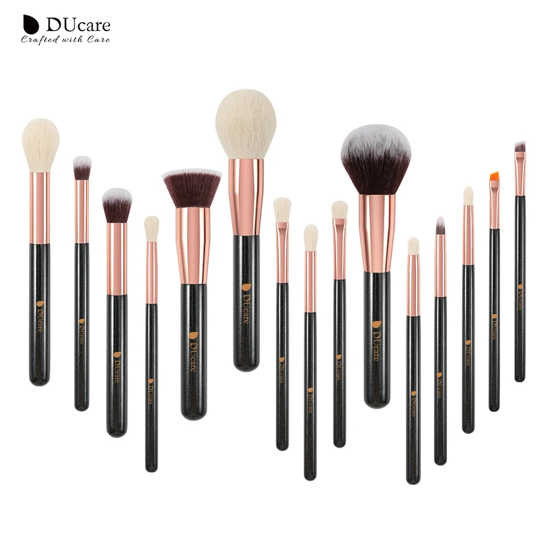 Offerte DUcare 15 27PCS spazzole di Trucco Professionale Make up spazzole capelli Naturali Prodotti di base In Polvere Evidenziare Brush Set Eyeshadow Brush