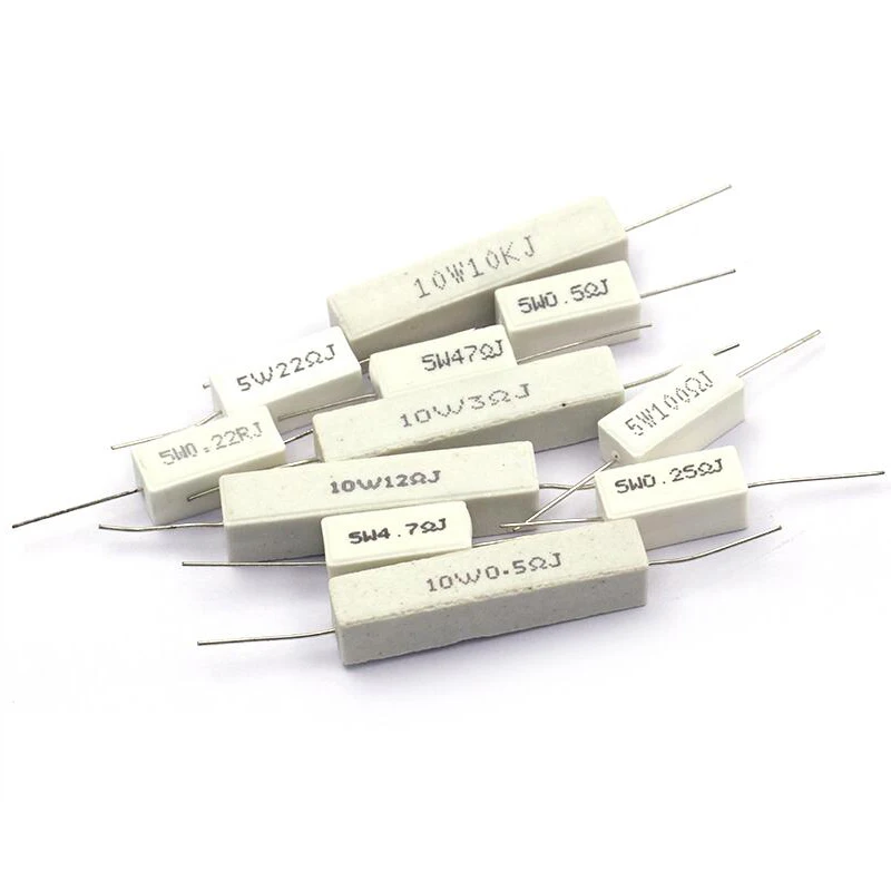 10pcs 5W 10W BPR56 ceramic resistors 0.1-10k ohm 0.33R 1R 10R 100R 0.22 0.33 1 10 100 1K 10K Cement resistence ohms cement resistor