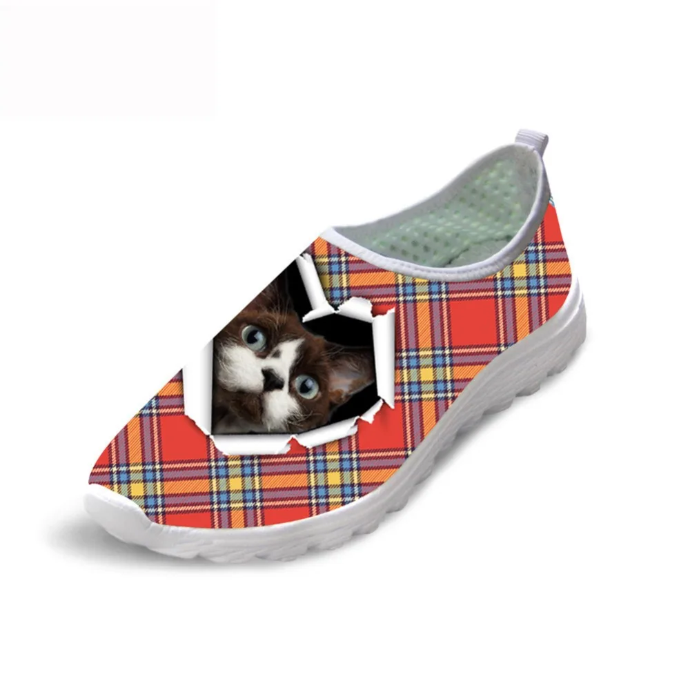 

Autumn 2019 Spring Women Casual Slip-on Shoes Fashion Plaid Pet Cat Style Breathable Female Light Flats Leisure Shoes for Girls