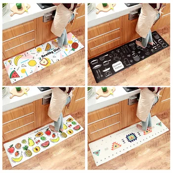 

PVC Long Kitchen Mat Anti-slip Modern Area Rugs Living Room Balcony Bathroom Printed Carpet Doormat Hallway Cartoon Bath Mat