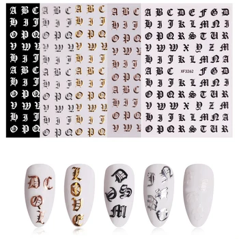 

5 Pieces Self Adhesive Nail Art Stickers Letters Character Decals For Bags Books