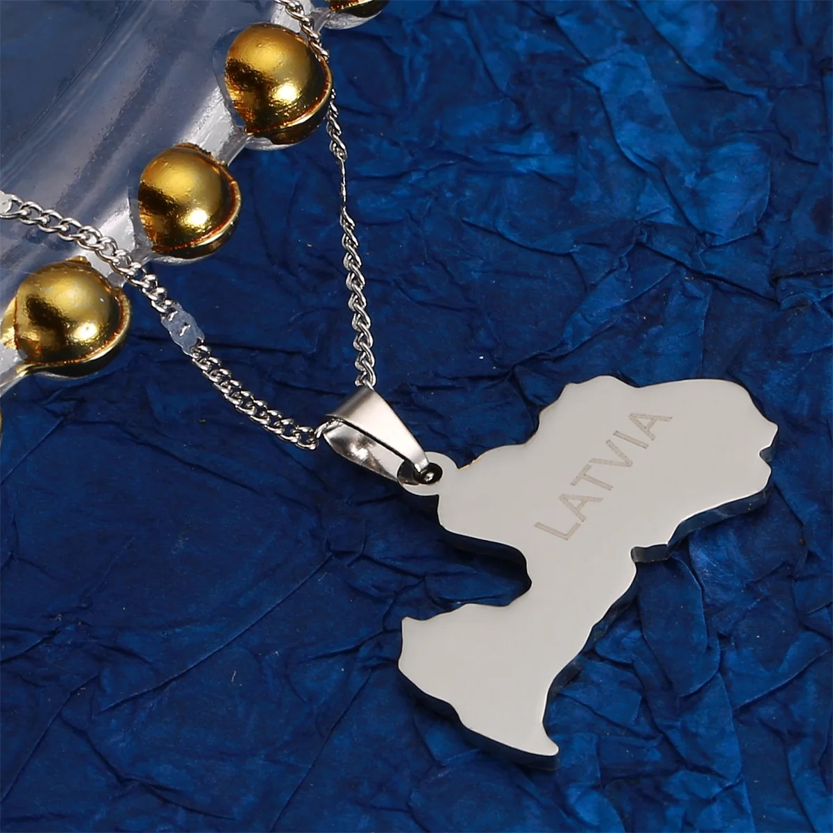 Stainless Steel Trendy Latvia Map Pendant Necklace Latvijas Republika Maps Charm Jewelry 4