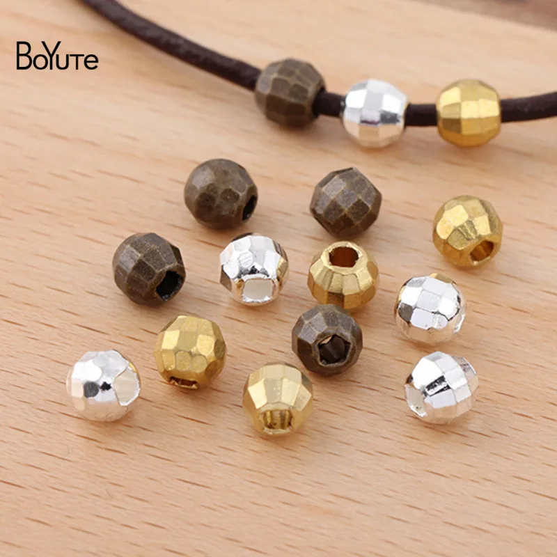 Boyute (100 Pieces/lot) 6mm Laser Earth Beads Factory Direct Sale Diy Metal Brass Beads For