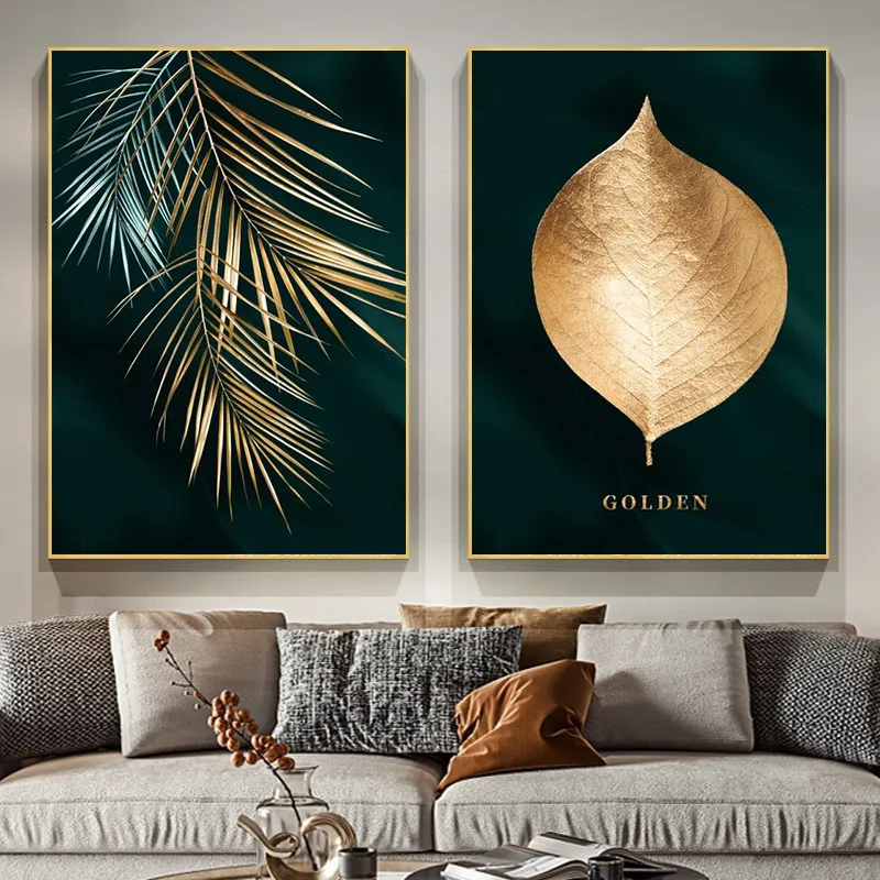 

Gold Leaf Canvas Abstract Painting, Wall Art Poster and Print Decorative Pictures for Living Room Nordic Cuadros Home Decor