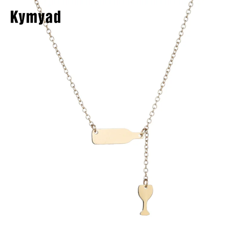 Kymyad Gold Silver Color Winebowl Pendant Necklaces New Link Chain Couple Collar Creative Design Collier Femme Jewelry | Украшения и