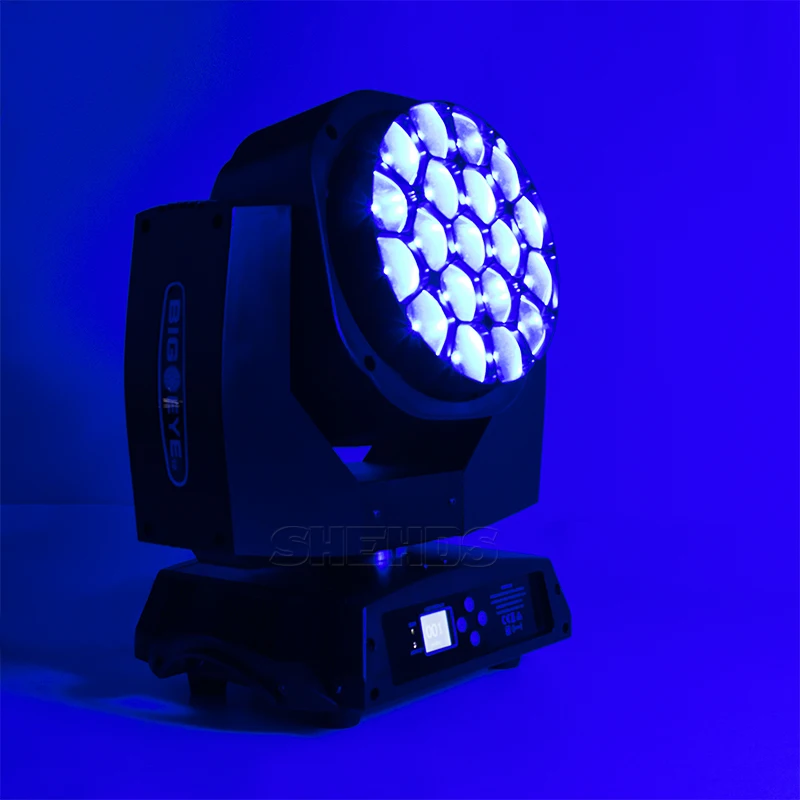 LED Beam+Wash Big Bees Eyes 19x15W RGBW Zoom Lighting DMX Effect Wash Moving Head DJ Disco Party Wedding Decoration Family Bar