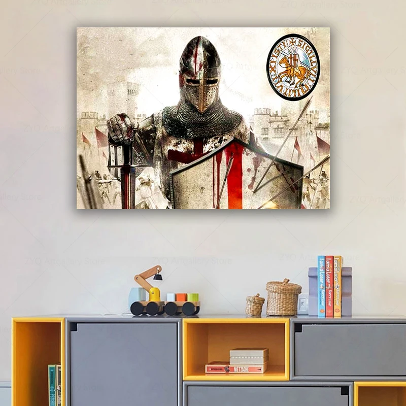 Knights Templar Art Poster Vintage Medieval Warrior Crusader Posters