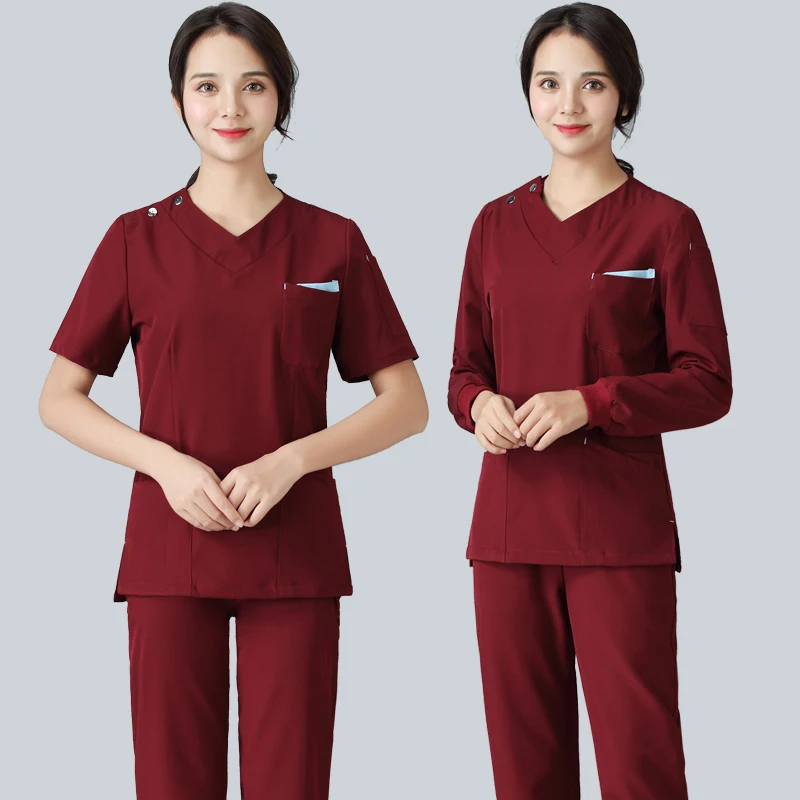 Male and female nurses long and short sleeved elastic operating clothes oral hospital cosmetic plastic surgeon work clothes