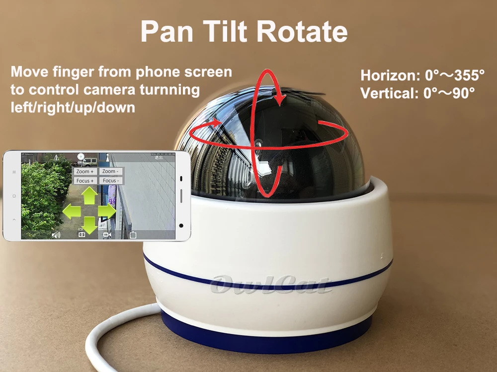 OwlCat Крытая купольная IP камера wifi 1080P 2MP 5MP HD 5x оптический зум PTZ Аудио Микрофон Беспроводная сетевая камера видеонаблюдения