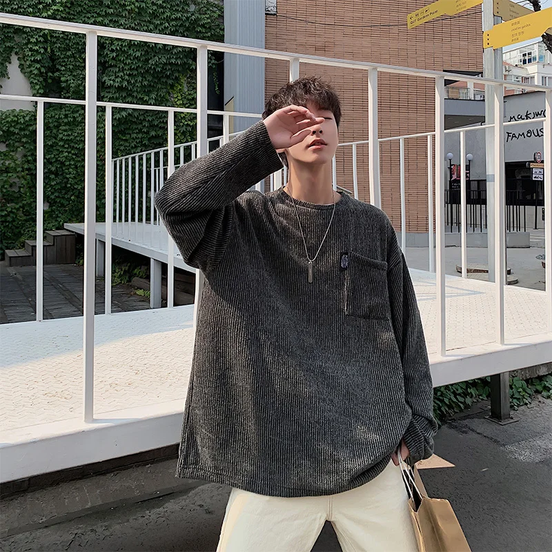 UYUK 2019 Autumn Wild Trend Lazy Street Loose Casual Round Neck Multicolor Knit Men's Pullover Sweater Clothes Hombre