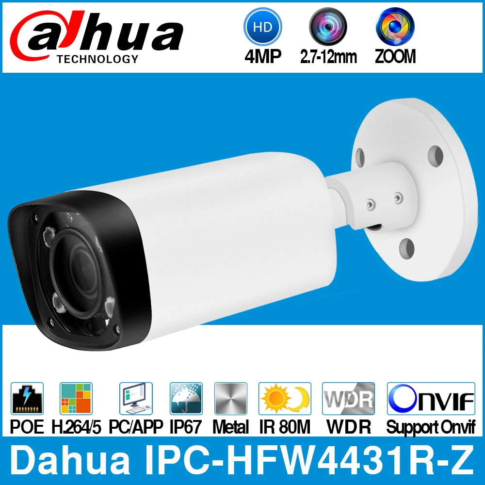 Comprar Dahua IPC HFW4431R Z 4MP cámara IP POE 80m MAX IR de noche 2,7 ~ 12mm VF lente de Zoom motorizado Auto foco bala seguridad CCTV Cámara