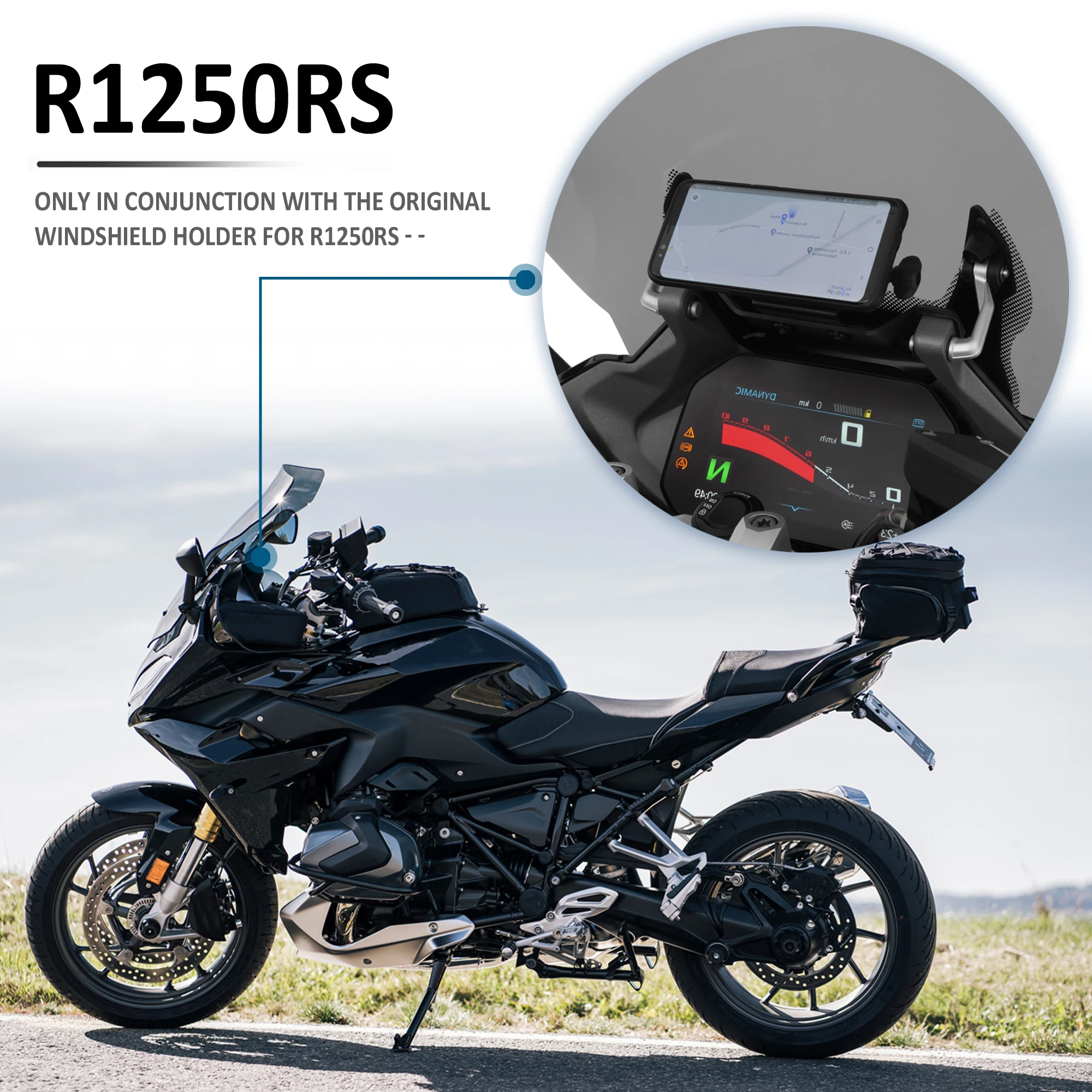 새로운 오토바이 수정 전화 홀더 스탠드 GPS 마운트 네비게이터 플레이트 브래킷 BMW R1250RS R 1250 RS
