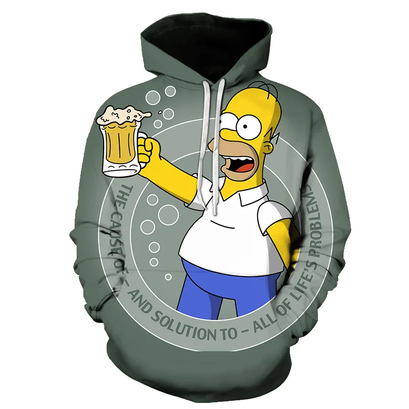  Sport Printed Sportswear Men Sweatshirt Hip-Hop Simpson Male/Female Hoodeds Hoodies Pullover Large 