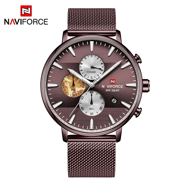 CoffeeNoBox NAVIFORCE Топ люксовый бренд модные мужские часы светящийся хронограф водонепроницаемые кварцевые наручные мужские часы Relogio Masculino - Цвет: CoffeeNoBox