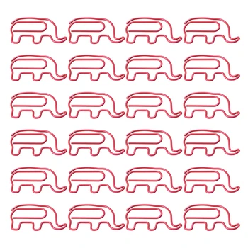 

50Pcs Durable Paper Clips Creative Elephant Shaped Design Clips for Paper Message Note Files(Red)