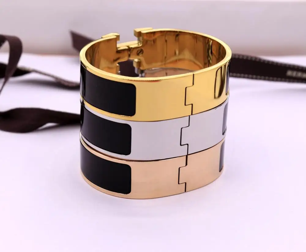 18MM version gold hot sale numbers and letters H classic bracelet rainbow H bracelets for man YF009TXK - Окраска металла: silver with black