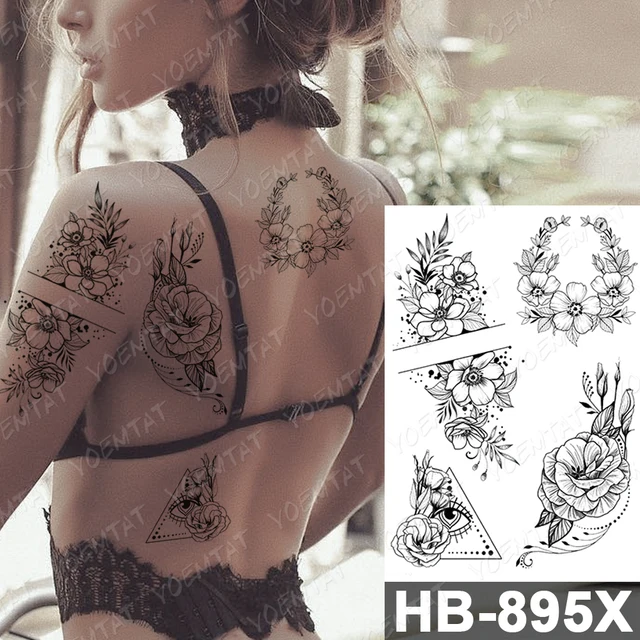 Waterproof Temporary Tattoo Sticker Dark Old School Moth Butterfly Flash Tattoos Snake Rose Body Art Arm Fake Tatoo Women Men 06-HB895X