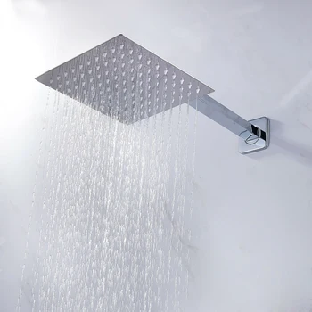 

8 Inch Ultrathin Large Round/Square Shower Head Overhead Rainfall Chrome Stainless Steel Hose Wall Mounted Rainfall Showerhead