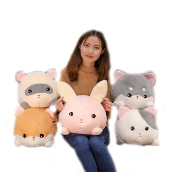 

1pc lovely Stuffed Animals Plush Toys Cute Round Ultra Soft Pillow Rabbit Cat Hamster Mouse Shiba Inu Kids Plush Doll Girls Gift