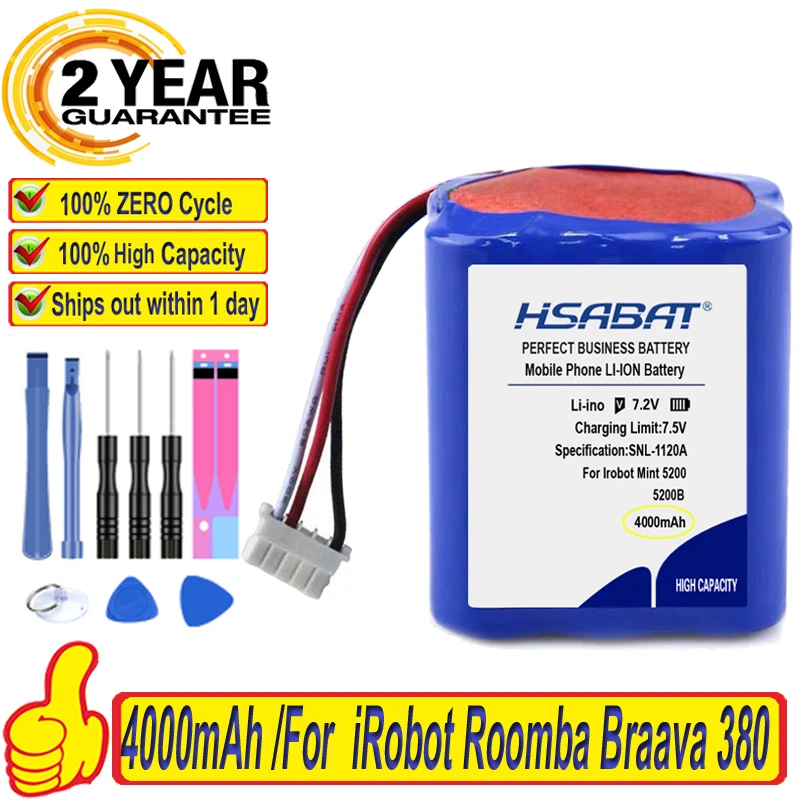 Топ-бренд 100% новый аккумулятор 4000 мАч для iRobot Roomba Braava 380 &amp 380T / Mint 5200 5200c батареи |