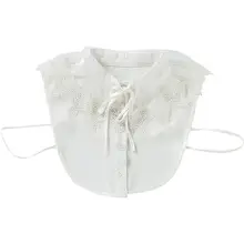 Европейский ретро женский большой кукольный ложный воротник вышивка полые кружева отделка нагрудные декоративные половина рубашка блузка со шнуровкой галстук-бабочка